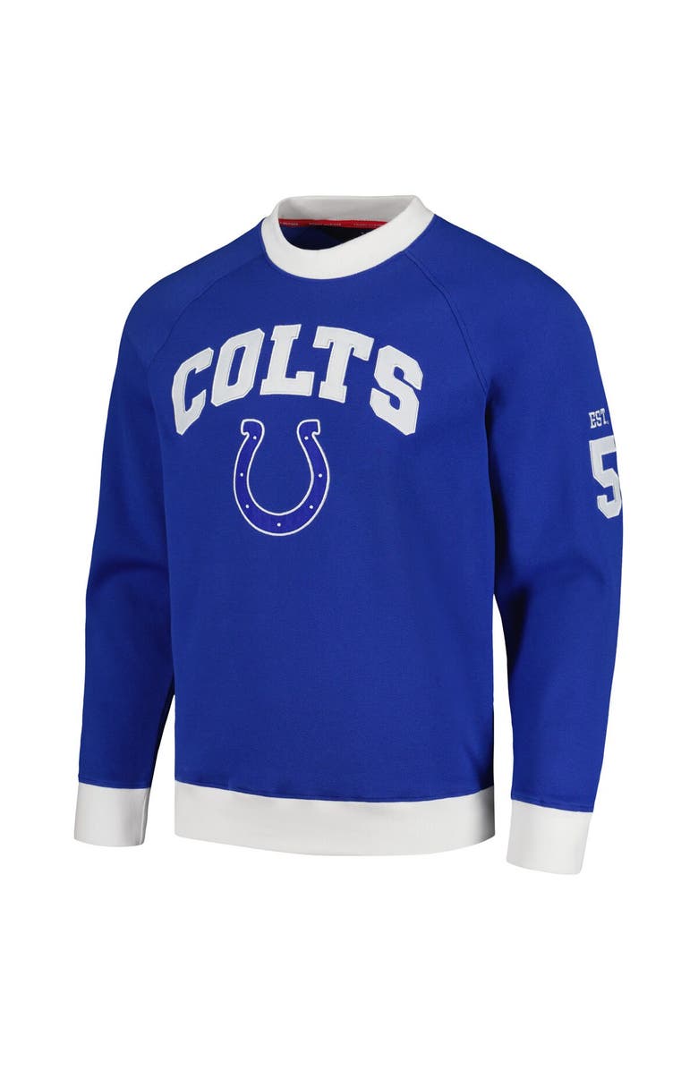 Tommy Hilfiger Men's Tommy Hilfiger Royal Indianapolis Colts Reese Raglan Tri-Blend Pullover Sweatshirt, Alternate, color, 