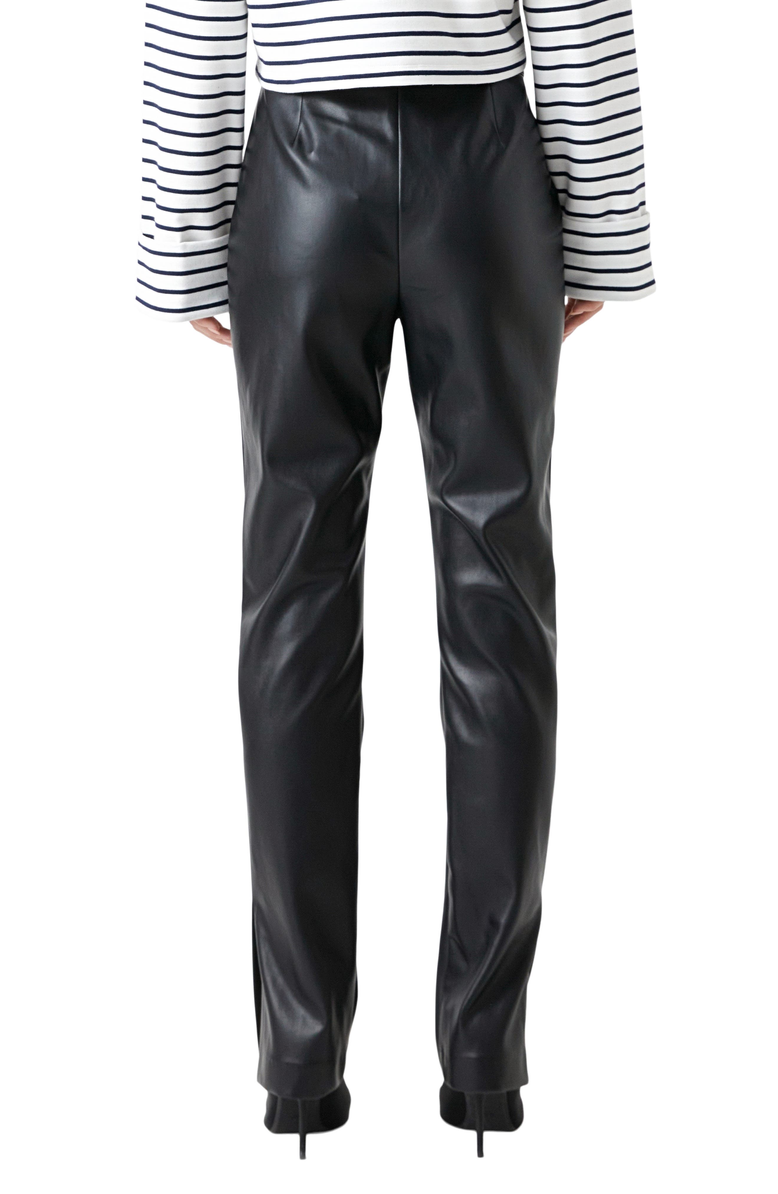 High Waist Slit Faux Leather Pants thumbnail 2