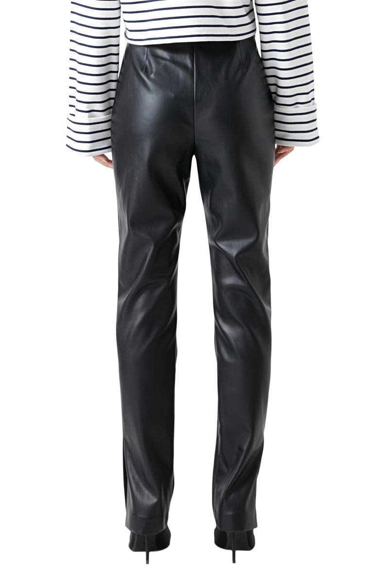 Grey Lab High Waist Slit Faux Leather Pants, Alternate, color, Black