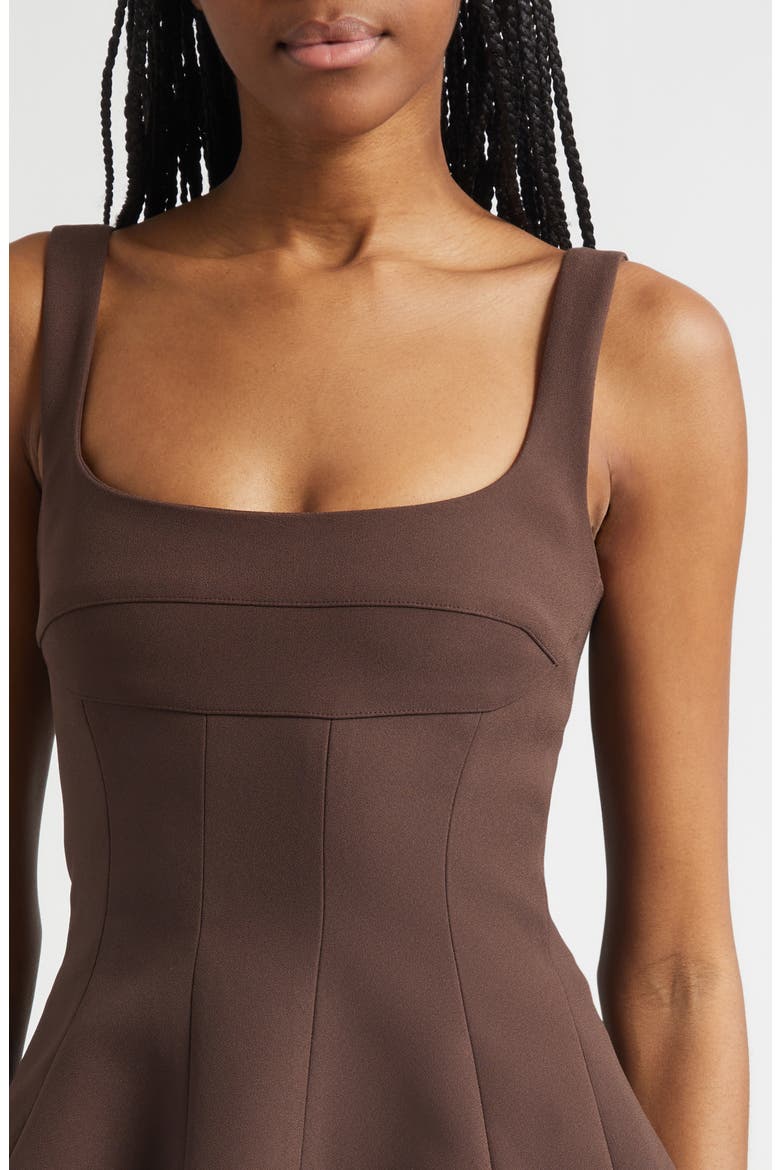 Structured Sleeveless Peplum Top, Alternate, color, COCOA