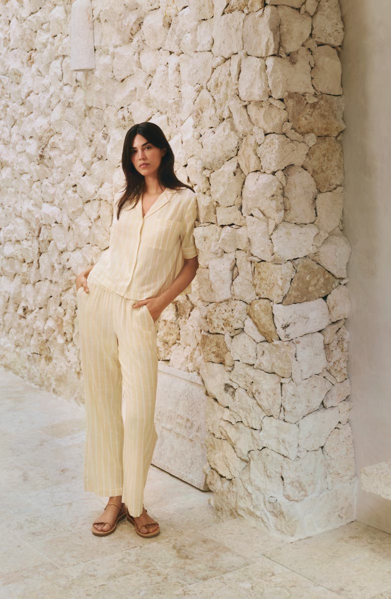 Eberjey Nautico Stripe Pajamas, Alternate, color, Classic Stripe Sunbeam/ Ivory