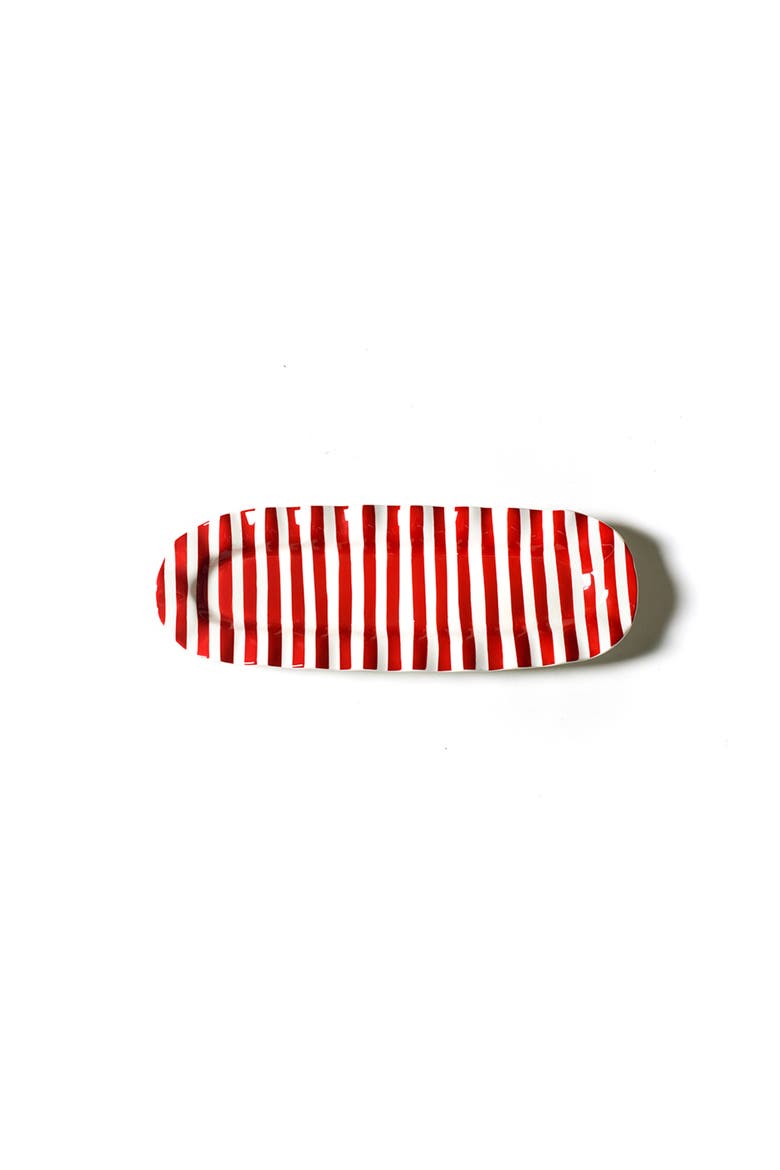 Red Stripe Ruffle Skinny Tray, Main, color, Red