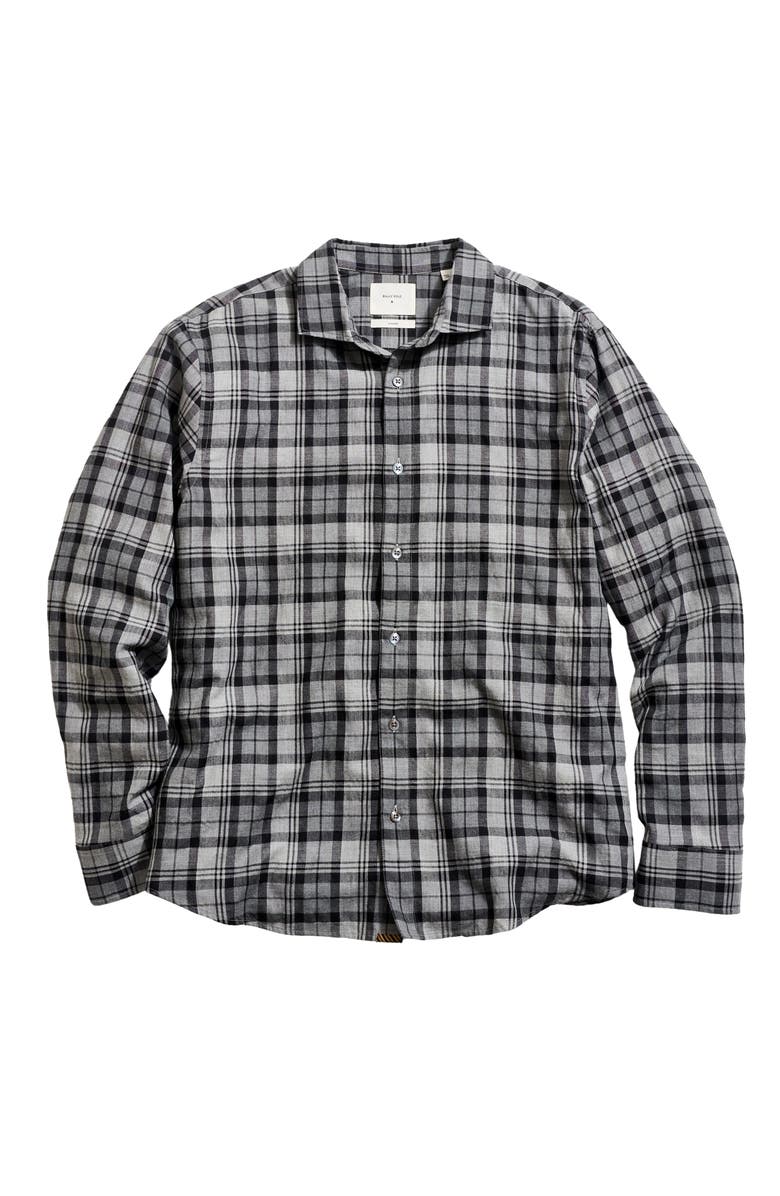 Billy Reid Hutcheson Plaid Cotton Button-Up Shirt, Main, color, Grey/ Black