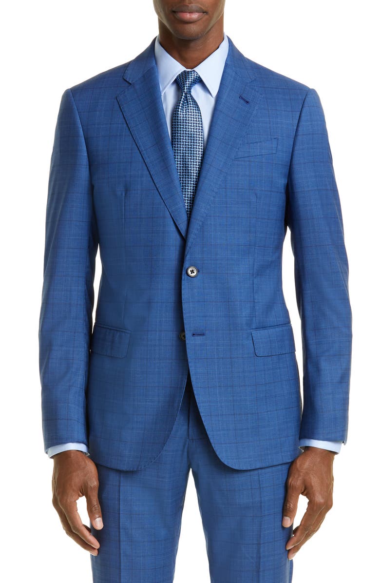 Emporio Armani Shadow Windowpane Plaid Wool Suit, Alternate, color, 