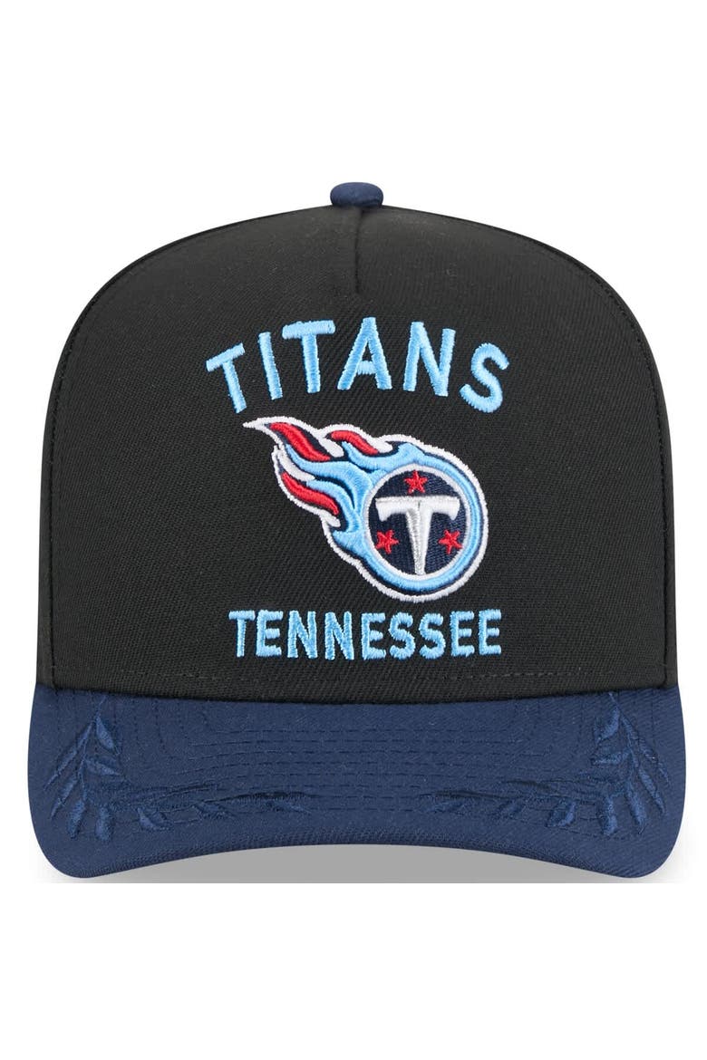 Men's New Era  Black/Navy Tennessee Titans 2025 NFL Draft A-Frame 9FIFTY Snapback Hat, Alternate, color, Black