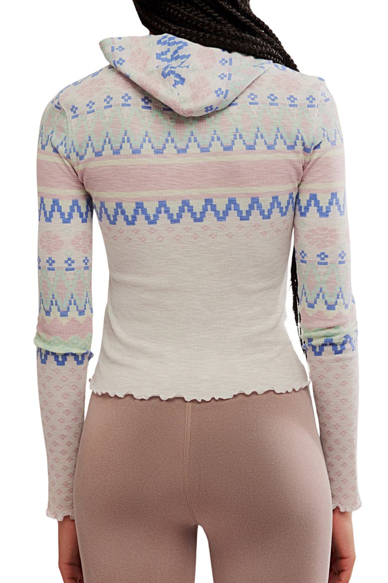 FP Movement Breathe Easy Placed Print Cotton Blend Hoodie, Alternate, color, PLAID FAIRISLE TITAN