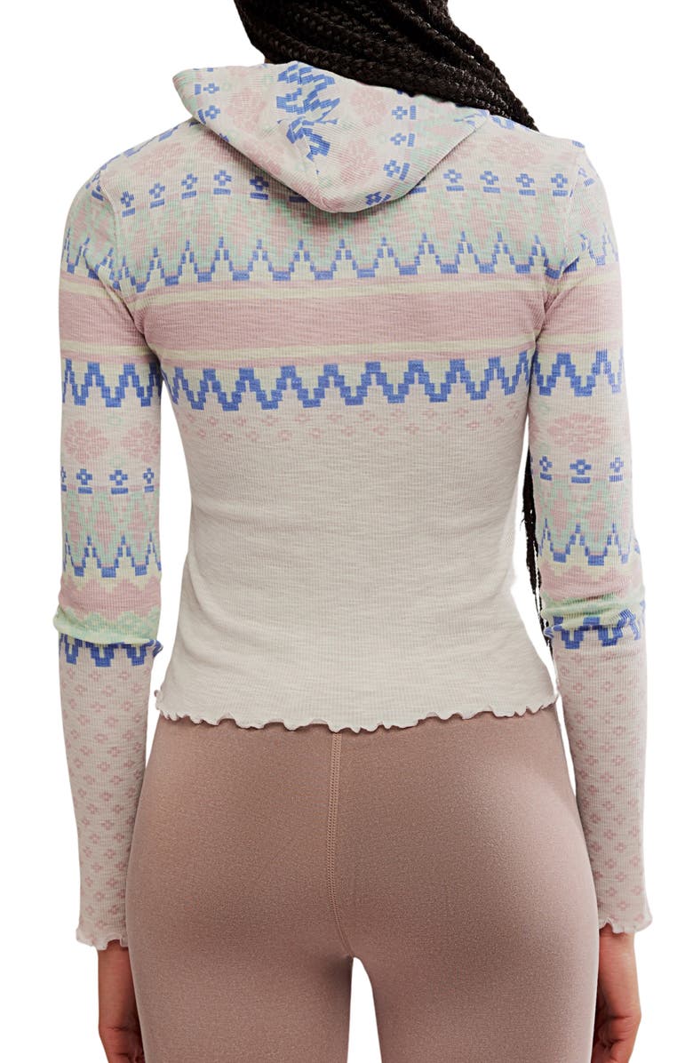 Free People Breathe Easy Placed Print Cotton Blend Hoodie, Alternate, color, Plaid Fairisle Titan