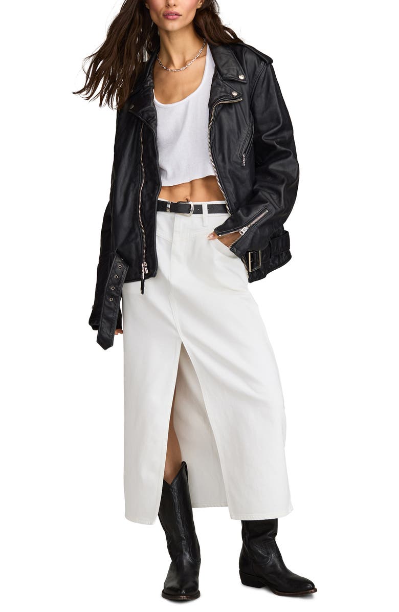 Lucky Brand Front Slit Denim Maxi Skirt, Alternate, color, 