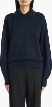 Khaite Jackson Stretch Wool & Cashmere Polo Sweater