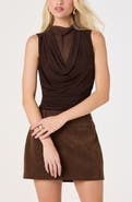 ASTR the Label Shaina Cowl Neck Mesh Inset Top