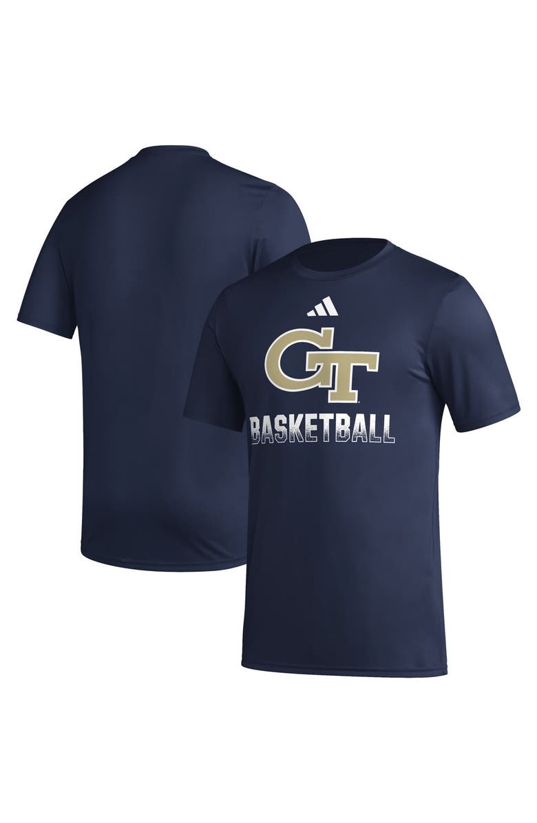 adidas Men's adidas Navy Georgia Tech Yellow Jackets Fadeaway Basketball Pregame AEROREADY T-Shirt, Alternate, color,