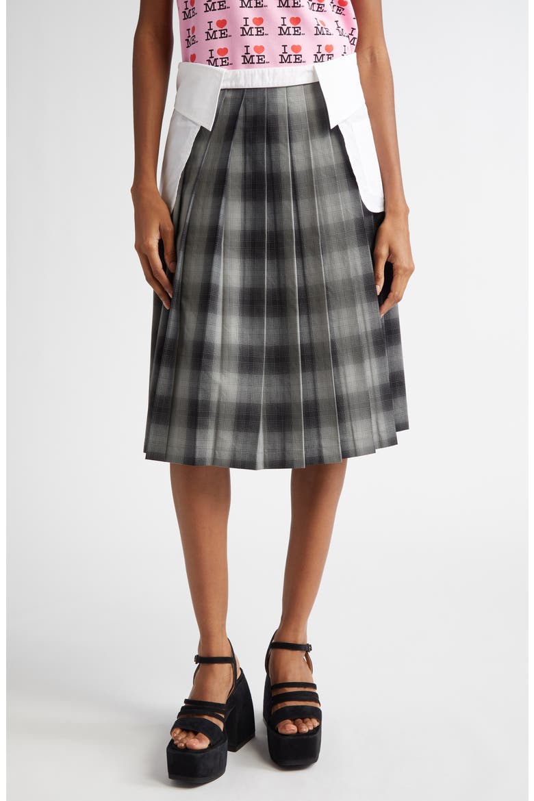Pleated Check Midi Skirt, Main, color, CHECK