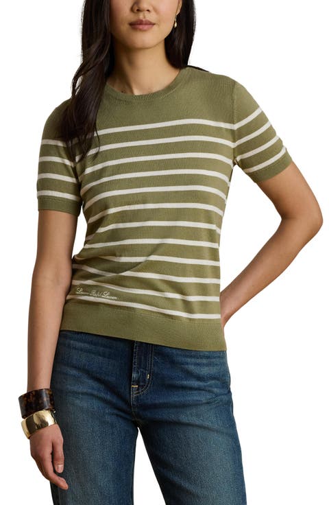 Short Sleeve Cotton Blend Sweater