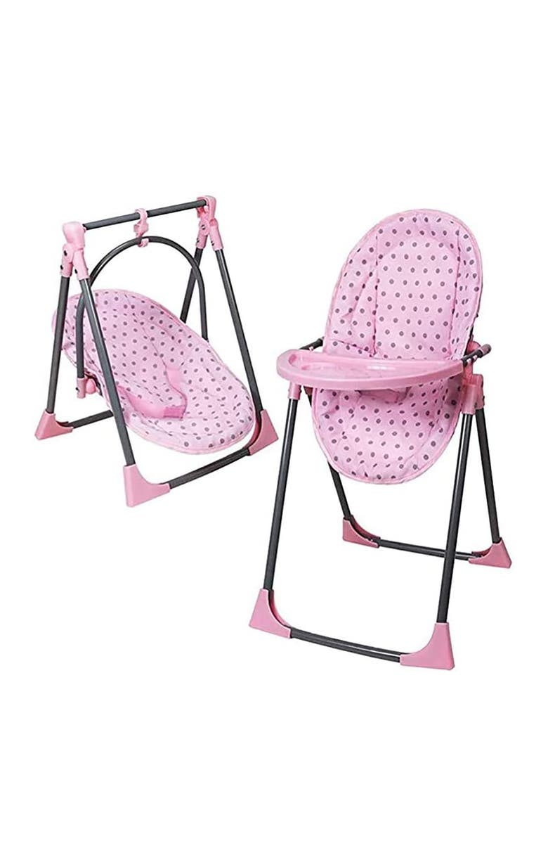 Lissi 6 In 1 Convertible Highchair Play Set, Pink & Grey Polka Dot, Fits Up To 18 Inches, Alternate, color, Multicolored