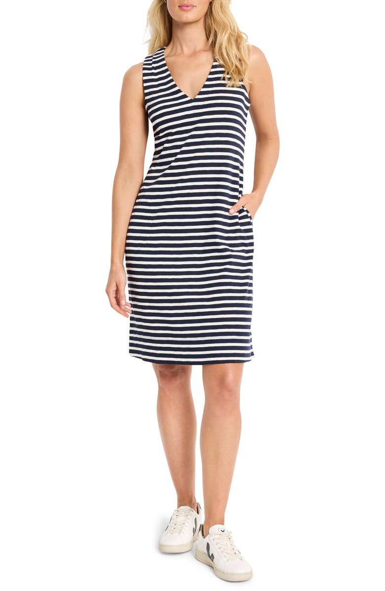 NZT by NIC+ZOE Stripe Sleeveless Cotton & Modal Tank Dress, Main, color, Indigo Multi