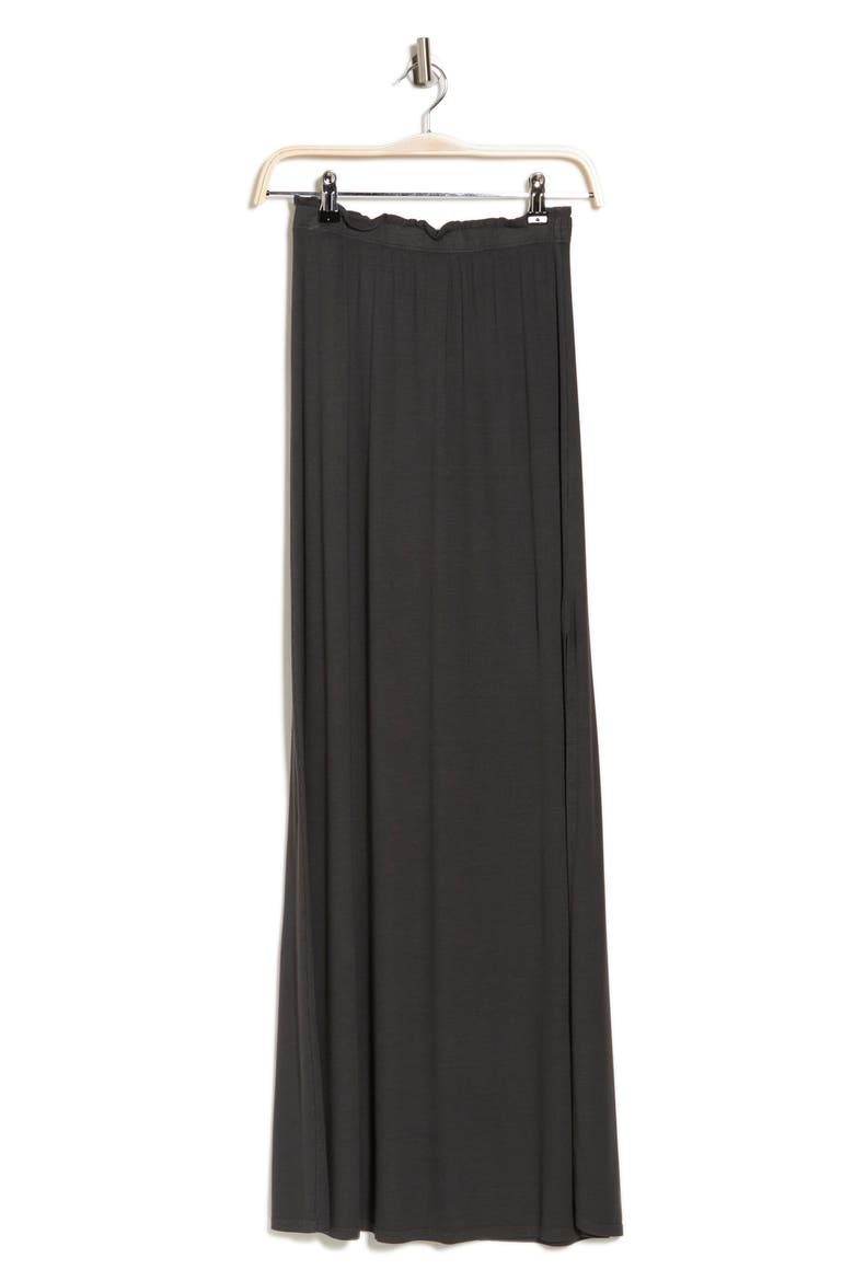 One Slit Ruffle Maxi Skirt, Alternate, color, BLACK