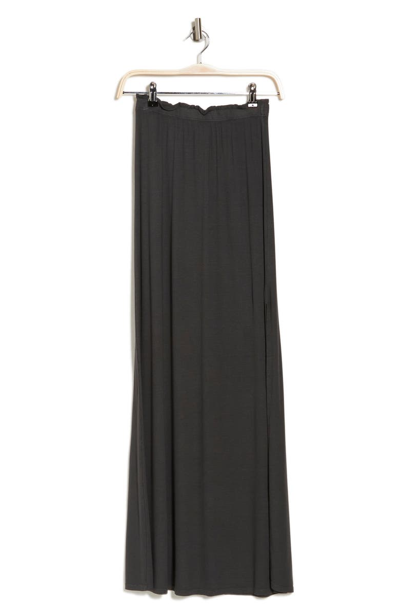 GO COUTURE One Slit Ruffle Maxi Skirt, Alternate, color, Black