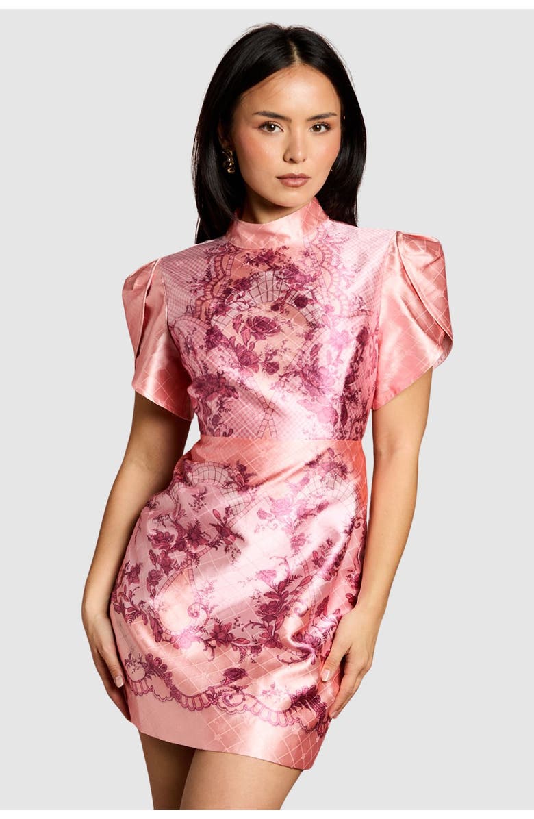 Coast Petite Floral Tulip Sleeve Mini Dress, Main, color, Pink