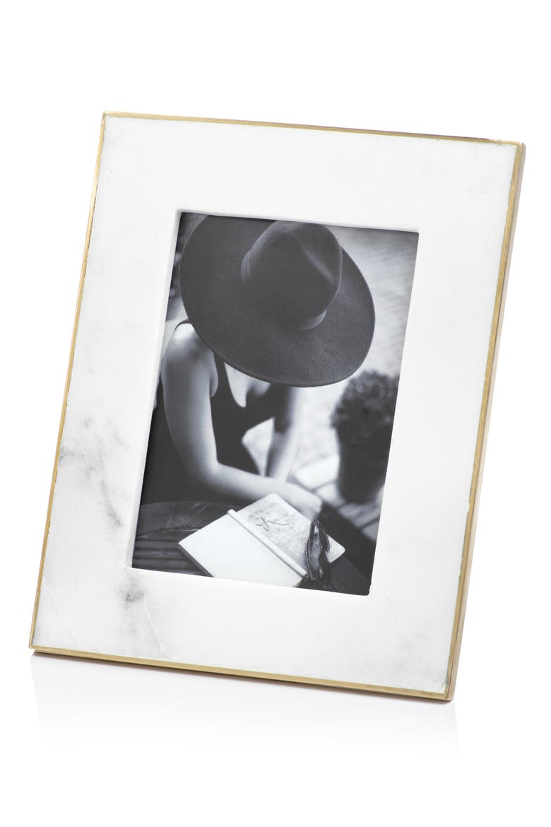 Mannara Marble Photo Frame, Main, color, WHITE/ GOLD