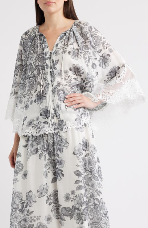 Paloma Floral Lace Trim Top