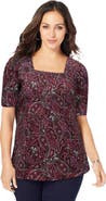 Jessica London Stretch Cotton Square Neck Tee