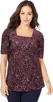 Jessica London Stretch Cotton Square Neck Tee