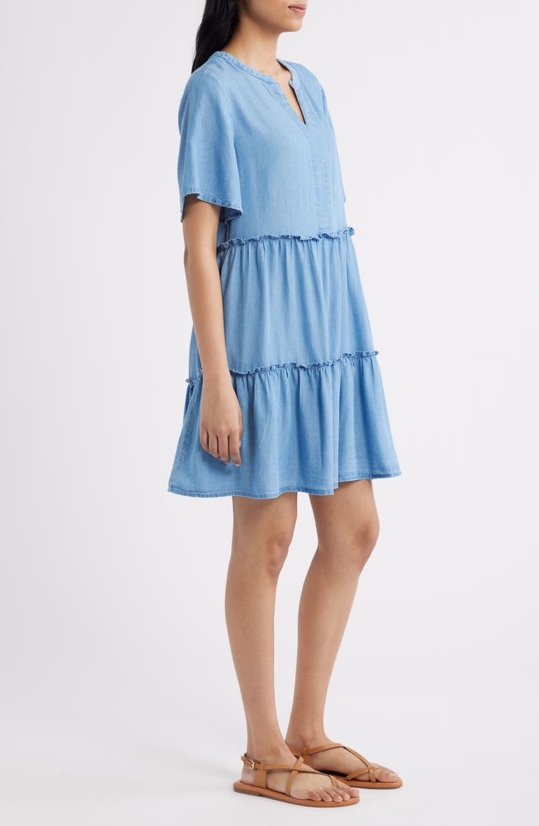 beachlunchlounge Vale Tiered Cotton Dress, Alternate, color, Light Wash