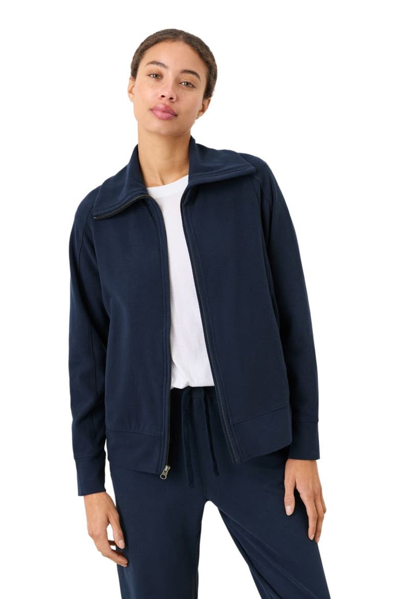 Organic Cotton CloudKnit Zip Jacket, Alternate, color, Navy Blue