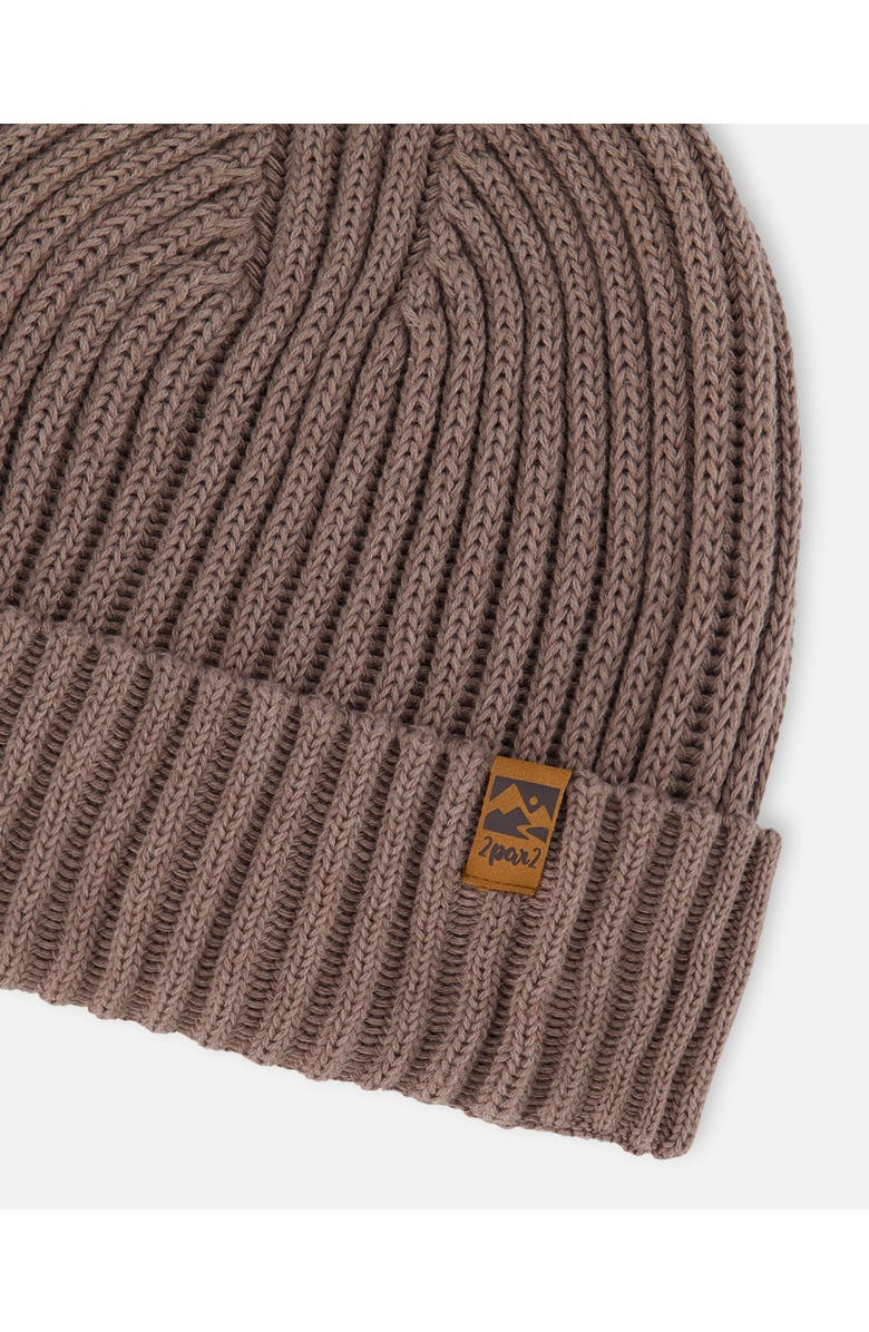 Deux par Deux Boy's Cuffed Knit Hat Taupe, Alternate, color,