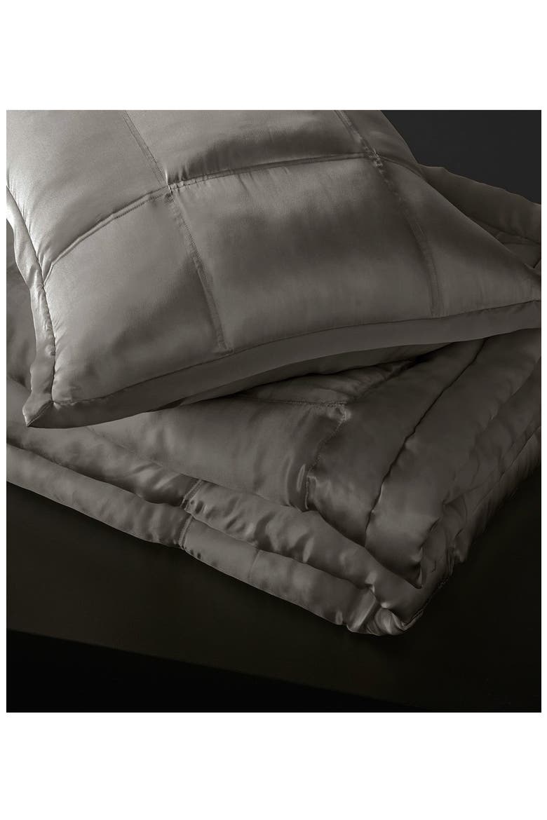 Donna Karan Collection 'Surface' Silk Charmeuse Quilt, Main, color, CHARCOAL