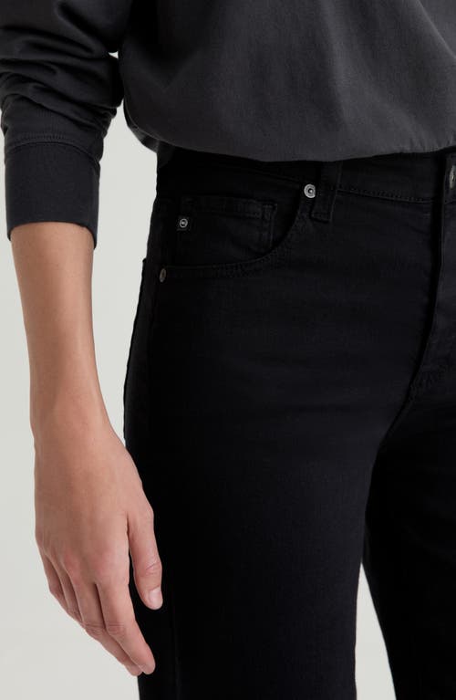 Ag Saige Mid Rise Wide Leg Cropped Jeans In Super Black In Black