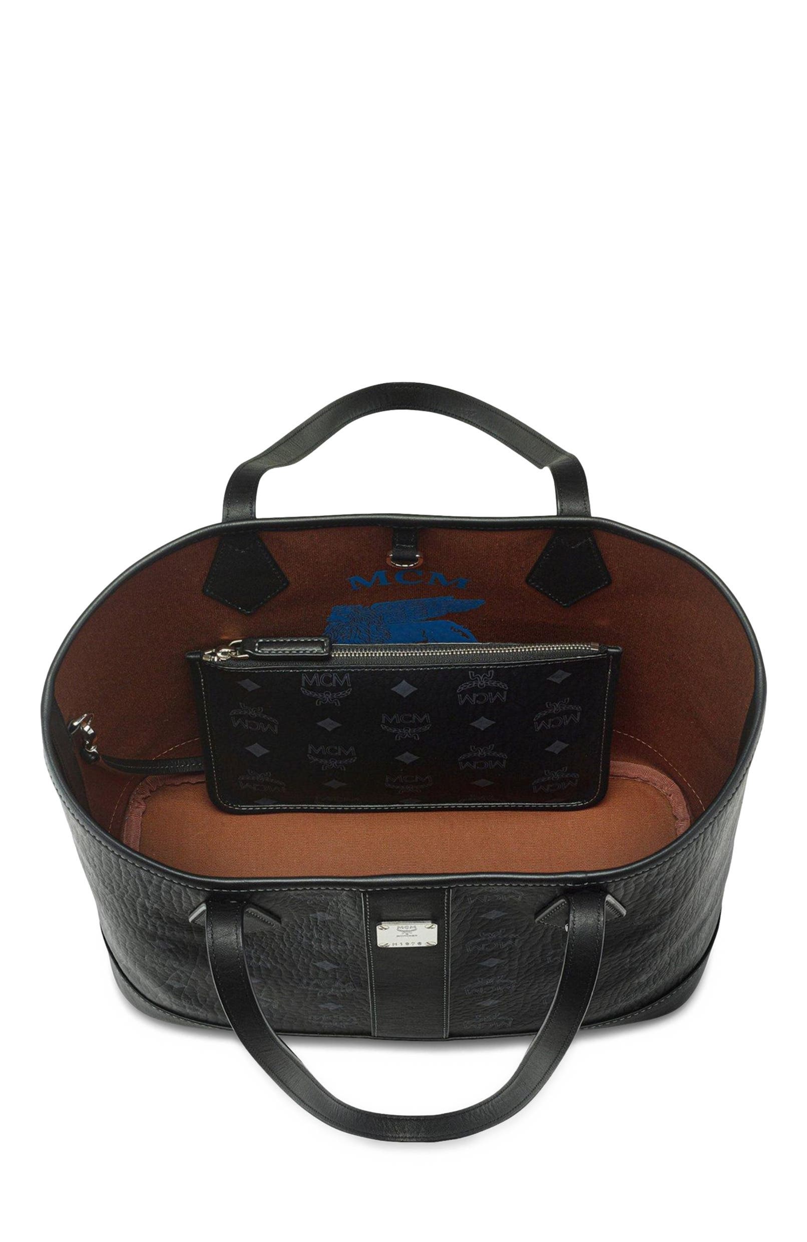 MCM New Small Liz Shopper in Visetos, Alternate, color, Black