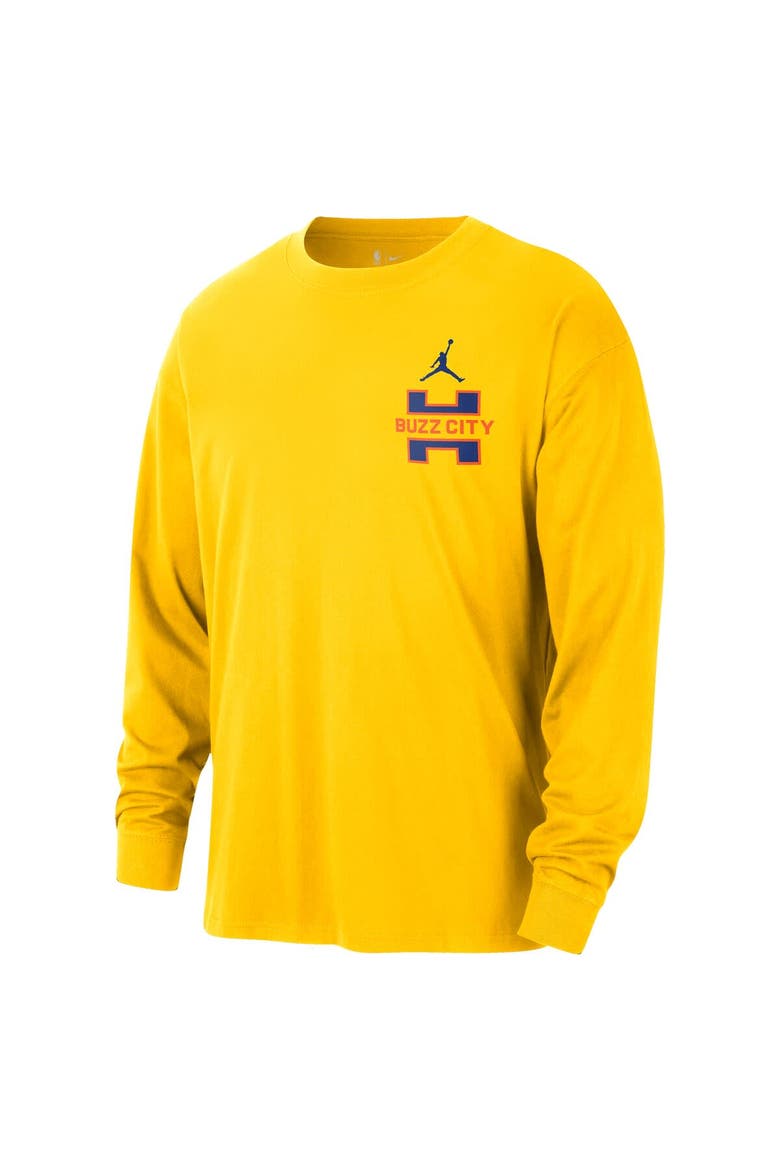Men's Jordan Brand  Yellow Charlotte Hornets 2025/26 City Edition Remix Essential Logo Long Sleeve T-Shirt, Alternate, color, Yellow