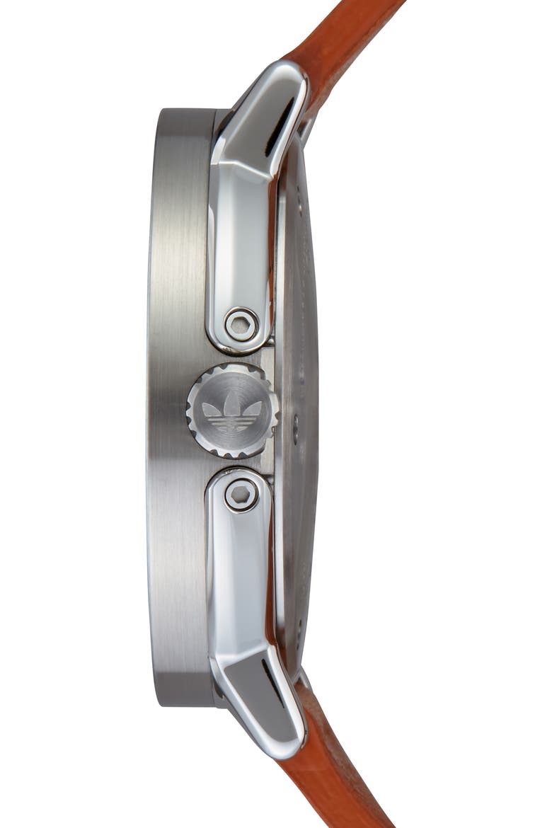 District Leather Strap Watch, 40mm, Alternate, color, TAN/ SILVER