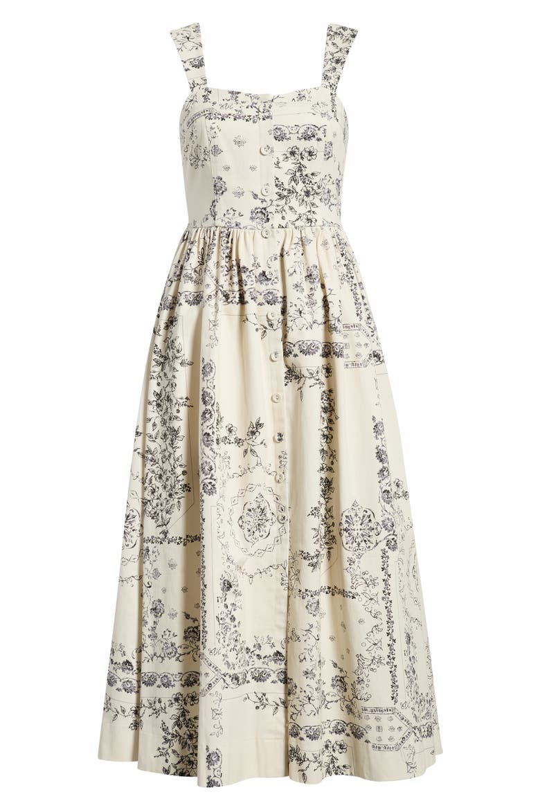 Floral Print Sleeveless Maxi Dress, Alternate, color, CREAM MULTI
