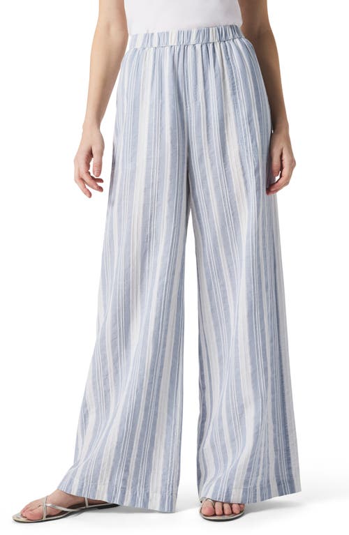 Splendid Raegan Stripe Wide Leg Pants In White/seaport