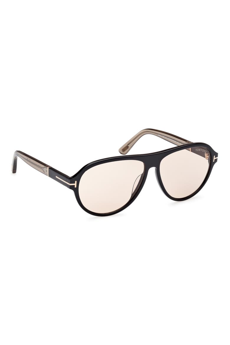 Quincy 59mm Pilot Sunglasses, Alternate, color, BLACK / ECO / OYSTER / T LOGO