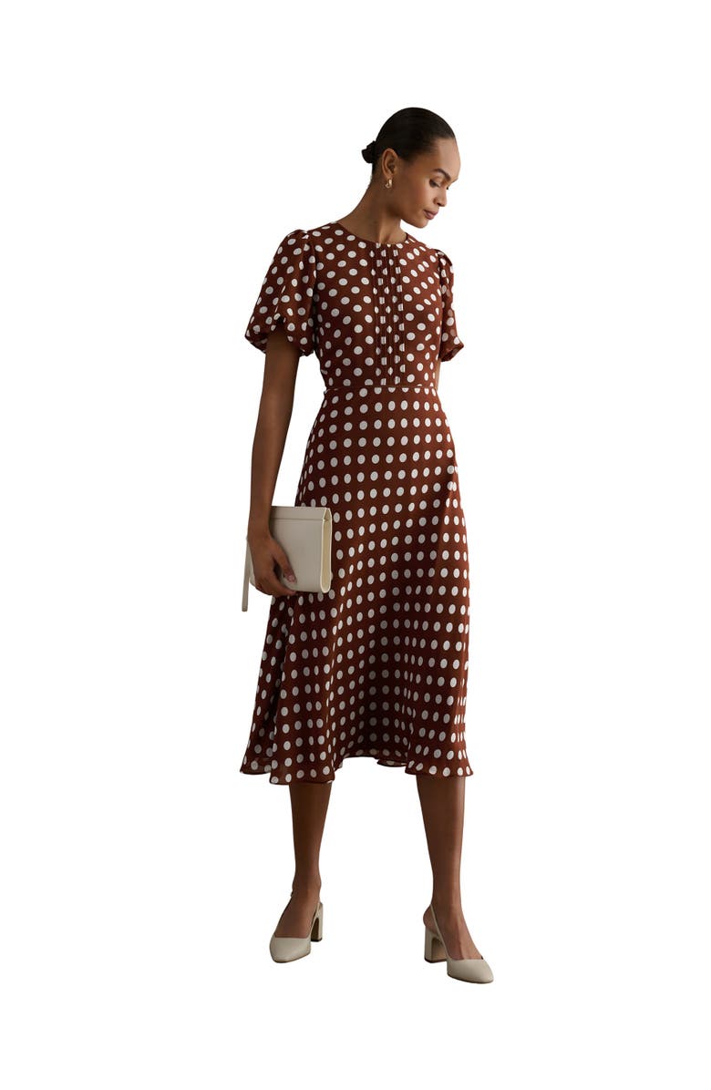 HOBBS LONDON Dorothy Dress, Main, color, Brown Ivory