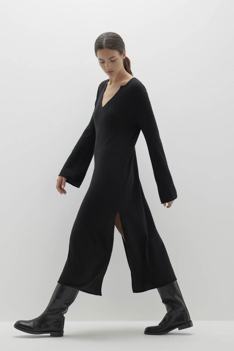 Katerina Cashmere Kaftan, Alternate, color, Black