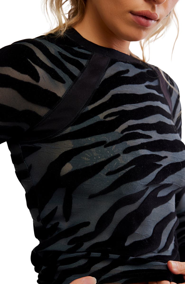 Free People So Lush Burnout Velvet Top, Alternate, color, Black Combo