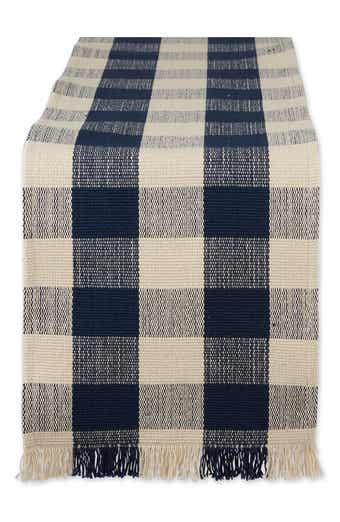 Design Imports Checkered Fringe Cotton Table Runner