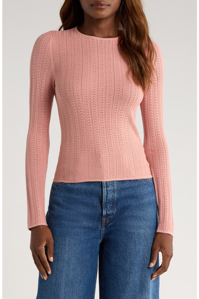 Alis Pointelle Knit Top, Main, color, PINK