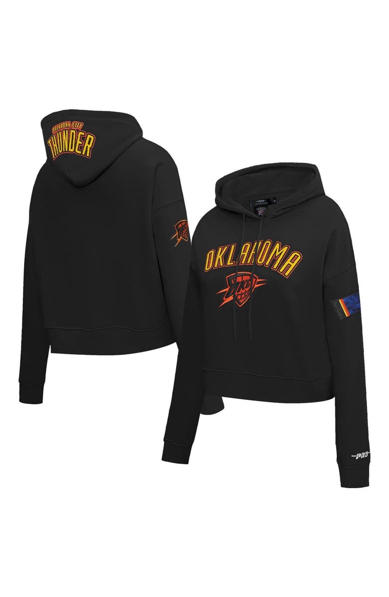 PRO STANDARD Women's Pro Standard Black Oklahoma City Thunder 2024/25 City Edition Chenille Applique Cropped Pullover Hoodie, Alternate, color, 