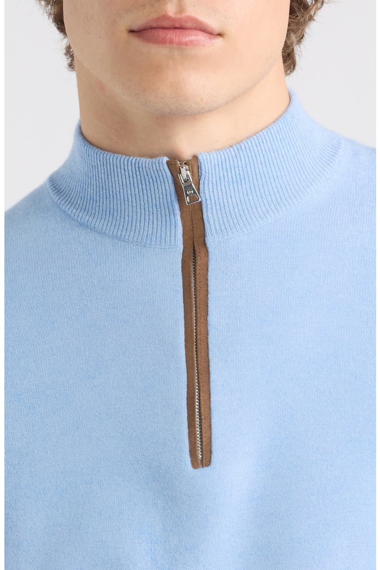 Crown Crafted Artisan Flex Cashmere Blend Quarter Zip Sweater, Alternate, color, BLUE FROST