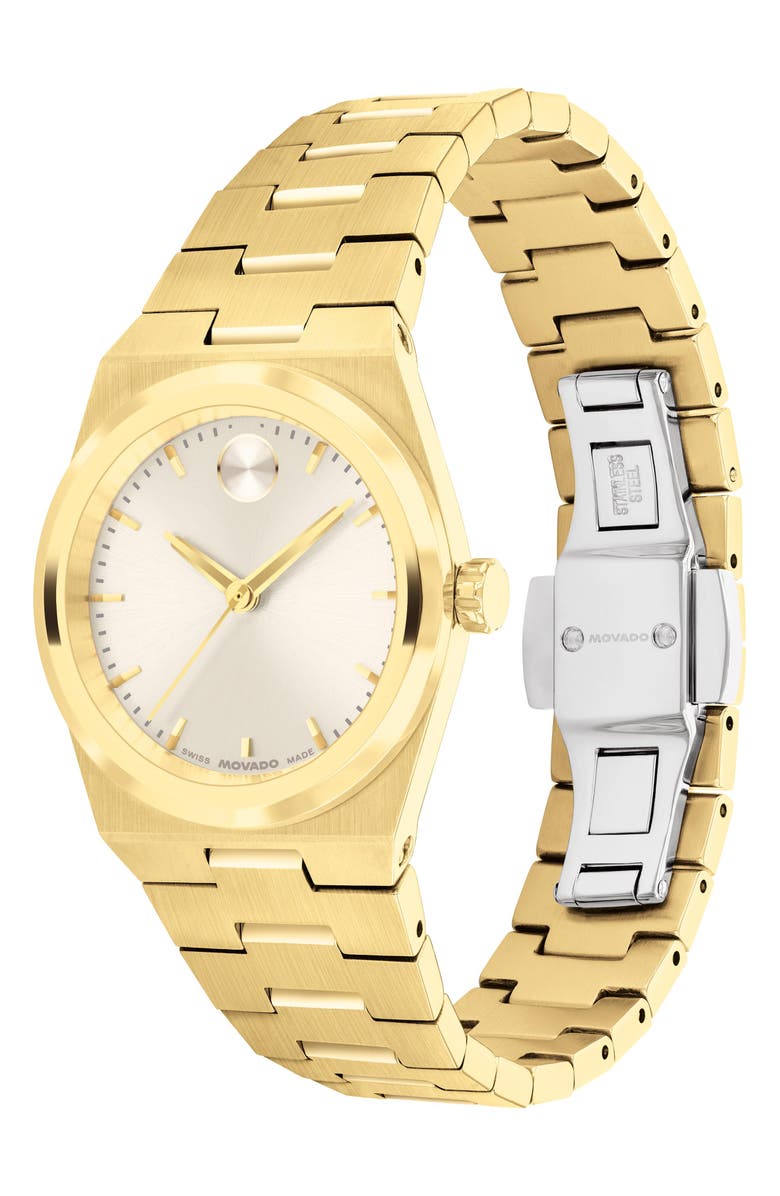 Movado Mini Bold Quest Bracelet Watch, 28mm, Alternate, color, Gold Dial
