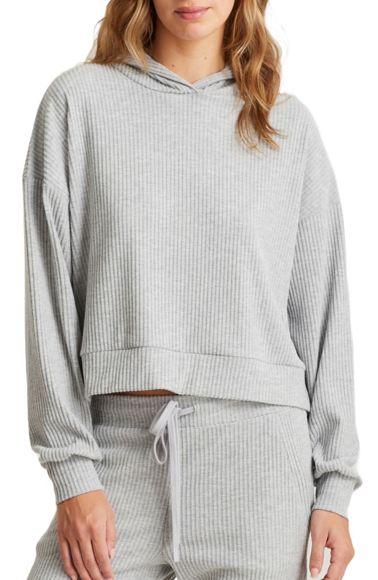 Papinelle Ribbed Crop Hoodie, Main, color, Grey