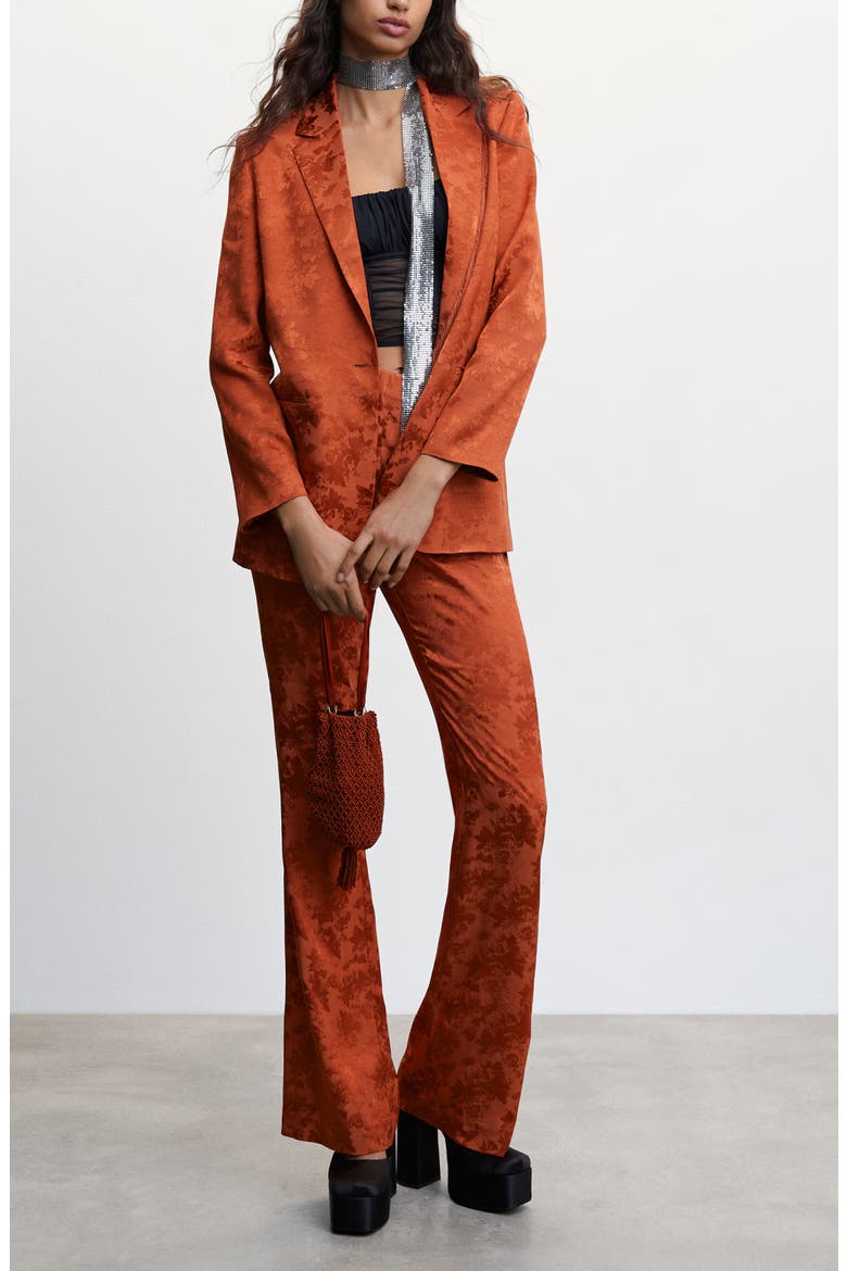 Floral Jacquard Trousers, Alternate, color, RUSSET