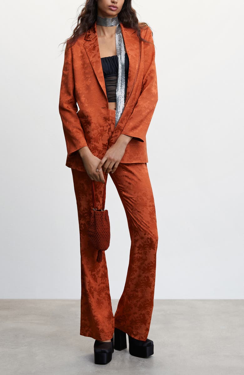 MANGO Floral Jacquard Trousers, Alternate, color,