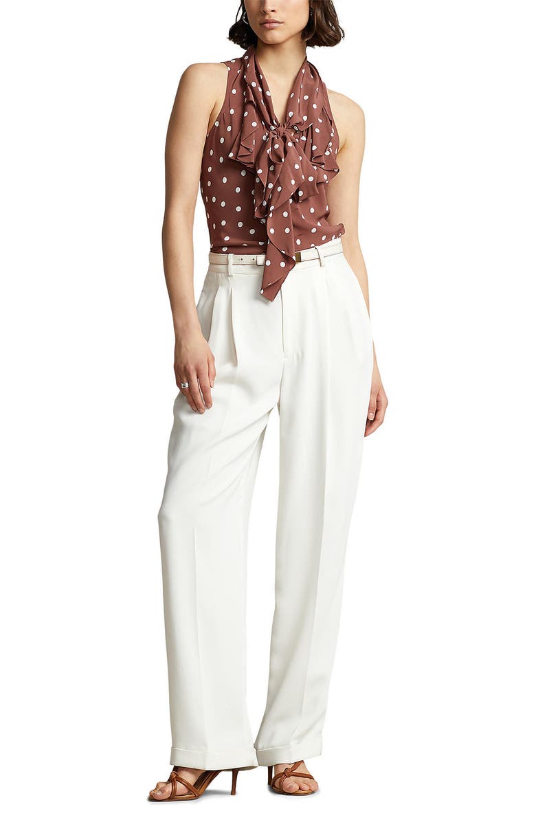 Polo Ralph Lauren Polka Dot Tie Front Sleeveless Blouse, Alternate, color,