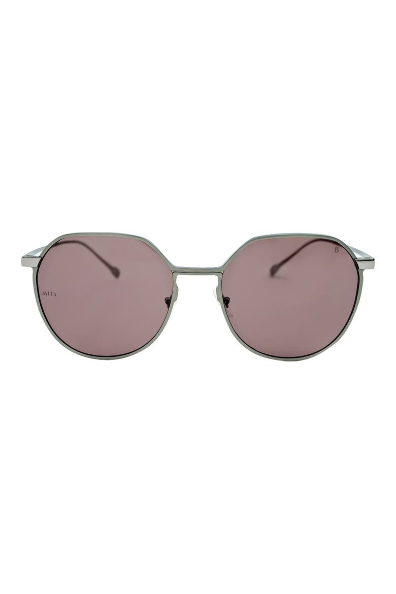53mm Round Sunglasses, Main, color, GREY/ MATTE GUN